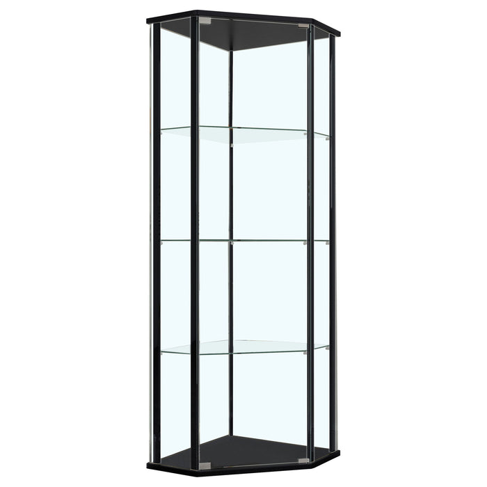 Lysander - 4 Shelf Curio Cabinet With Triangular Silhouette - Black