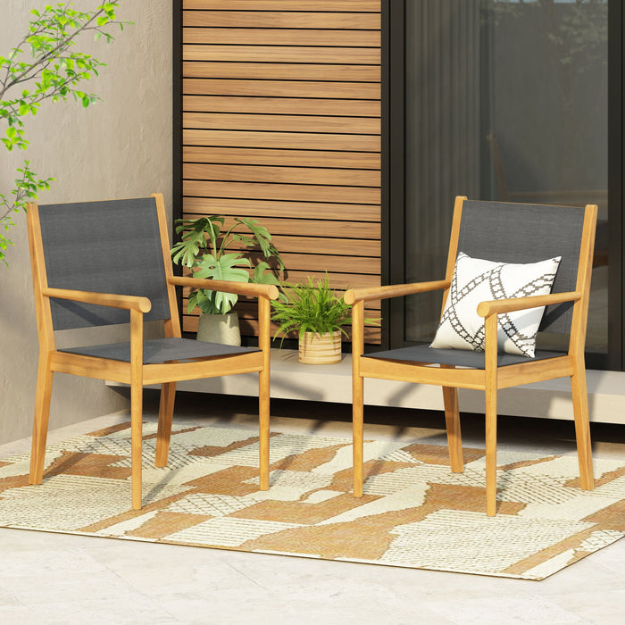 Cordoba - Dining Chair Set With Acacia Wood Frame And Textilen Upholstery (Set of 2) - Teak
