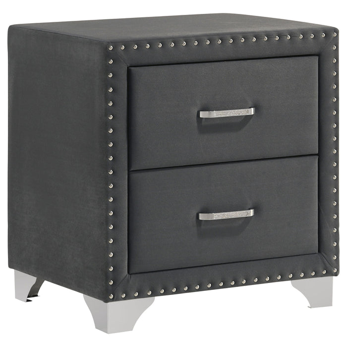 Upholstered 2 Drawer Nightstand With Accents