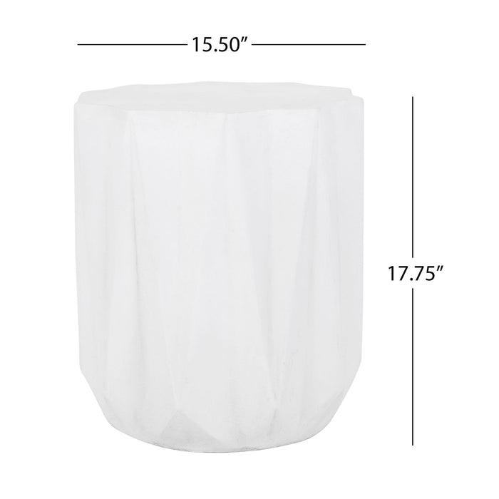 Outdoor Lightweight Concrete Side Table - Antique White