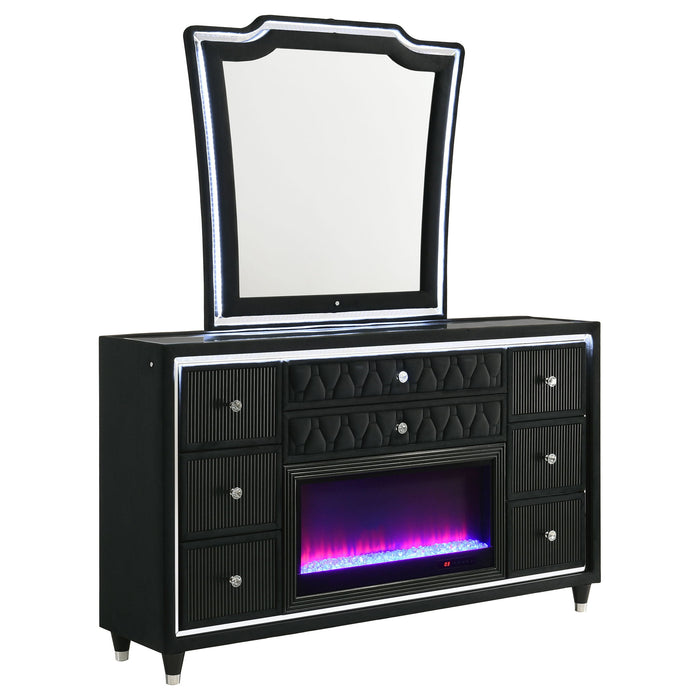 Mika - 8 Drawer LED Dresser And Mirror Set - Black
