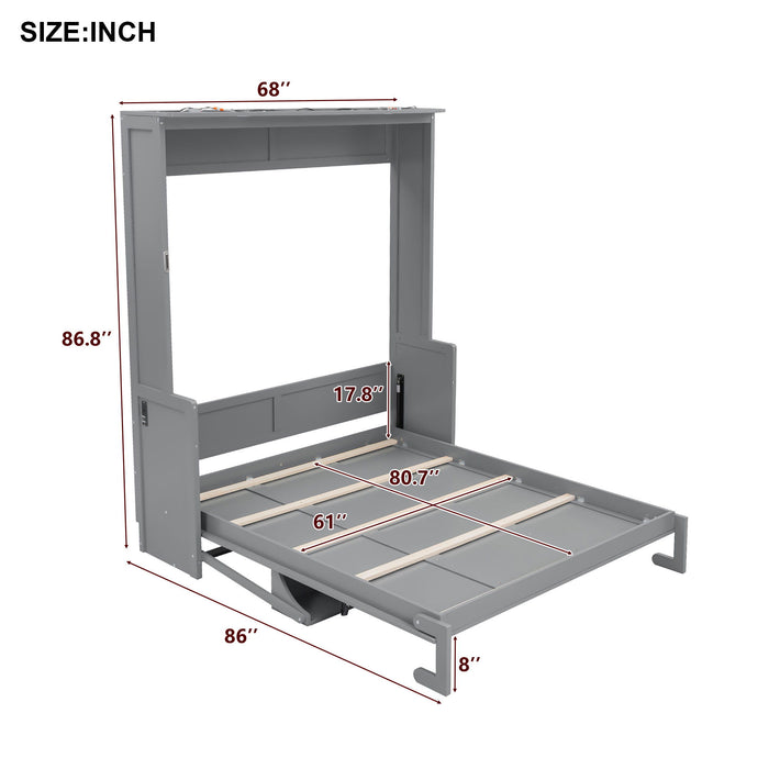 Murphy Bed With Desk, LED Lights & USB Charging Station