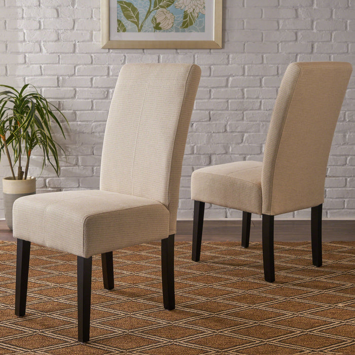 Upholstered Dining Chairs, Modern Fabric Dining Room Chair (Set of 2) - Beige