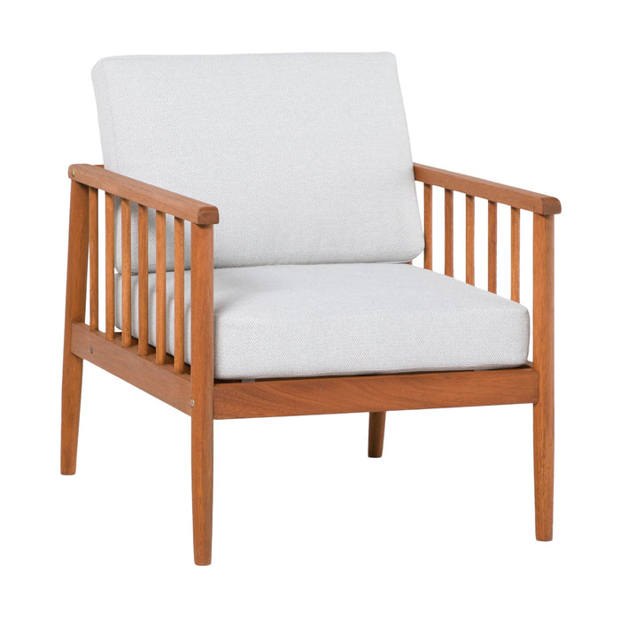 Contemporary Cushioned Eucalyptus Wood Patio Accent Chair