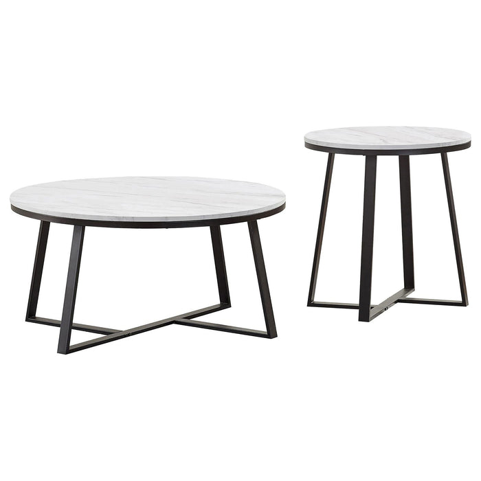 Melisa - 2 Piece Coffee And End Table Set - White Marble