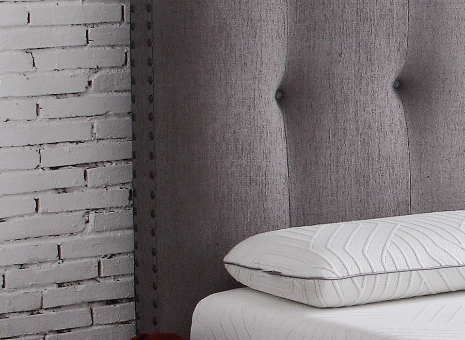 Bridgevine Home - Queen Size Tufted Upholstered Headboard With Nailhead Trim - Gray