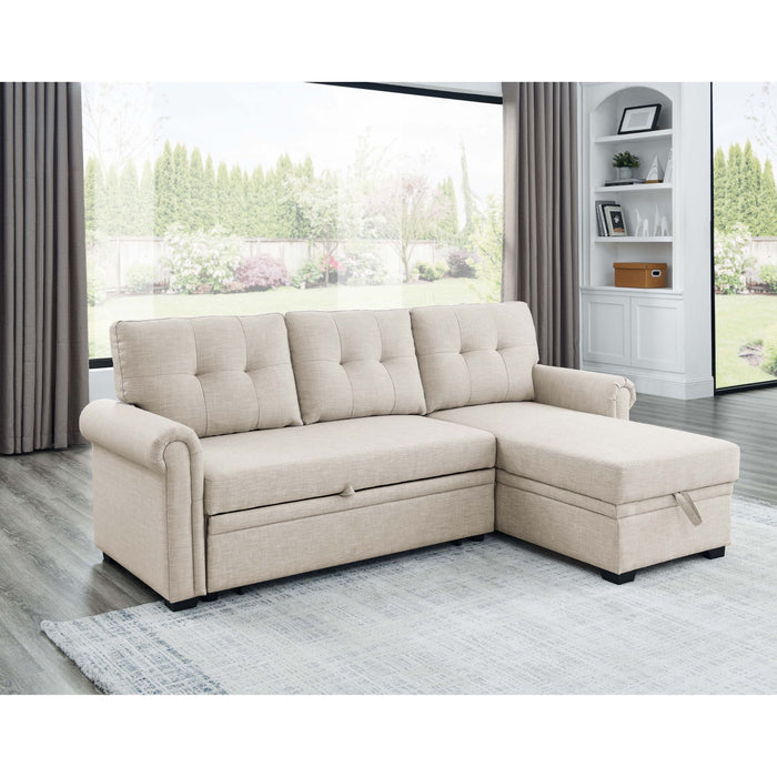Upholstered Sleeper Sofa With Reversible Storage Chaise