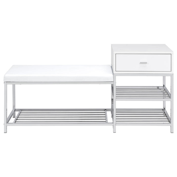 Yesler - 1 Drawer Storage Bench - Glossy White