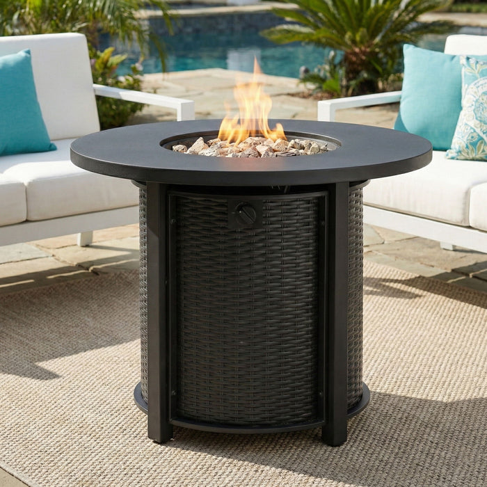 Propane Round 40000Btu Fire Pit Table - Black