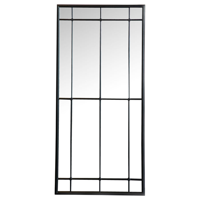 Harvik - Window Pane Wall Mirror With Linear Trim - Black