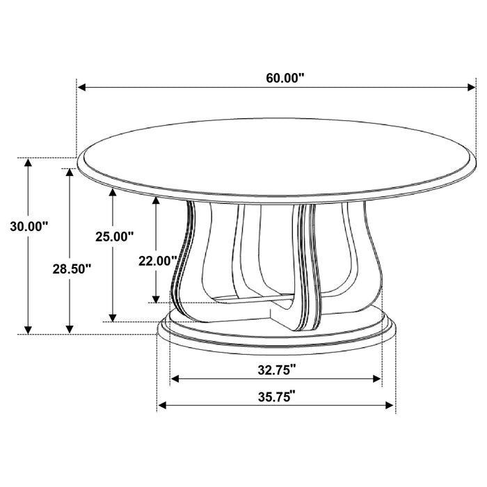 Verdugo - Round Dining Table With Pedestal Base - White Washed