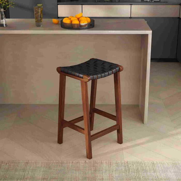 James - Modern Genuine Leather Bar Stool