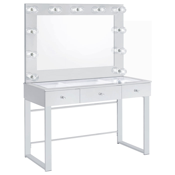 Trevor - 3 Drawer Makeup Vanity Table With Mirror - Chrome
