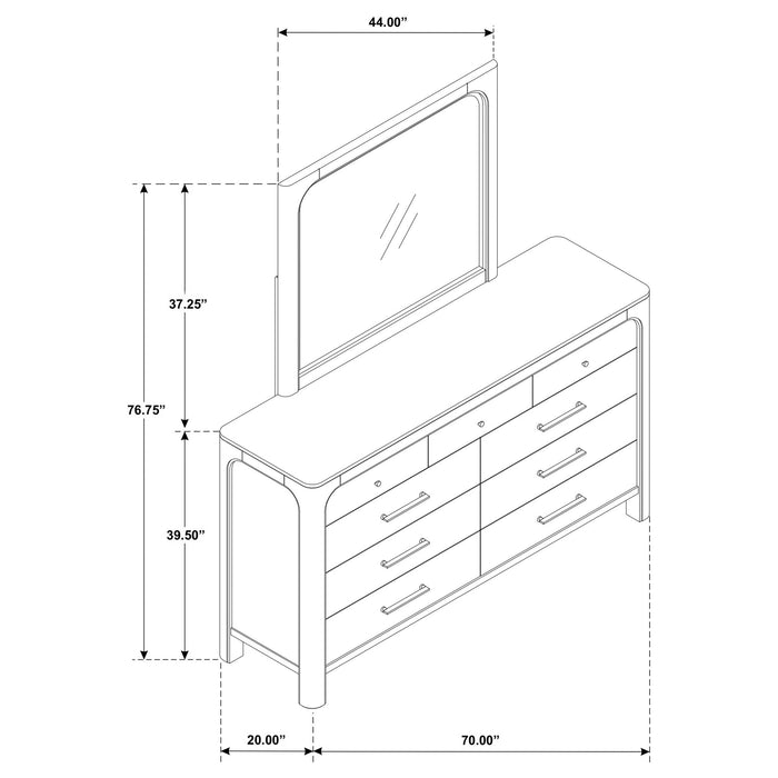 Flores - 9 Drawer Dresser With Mirror - Mango Color