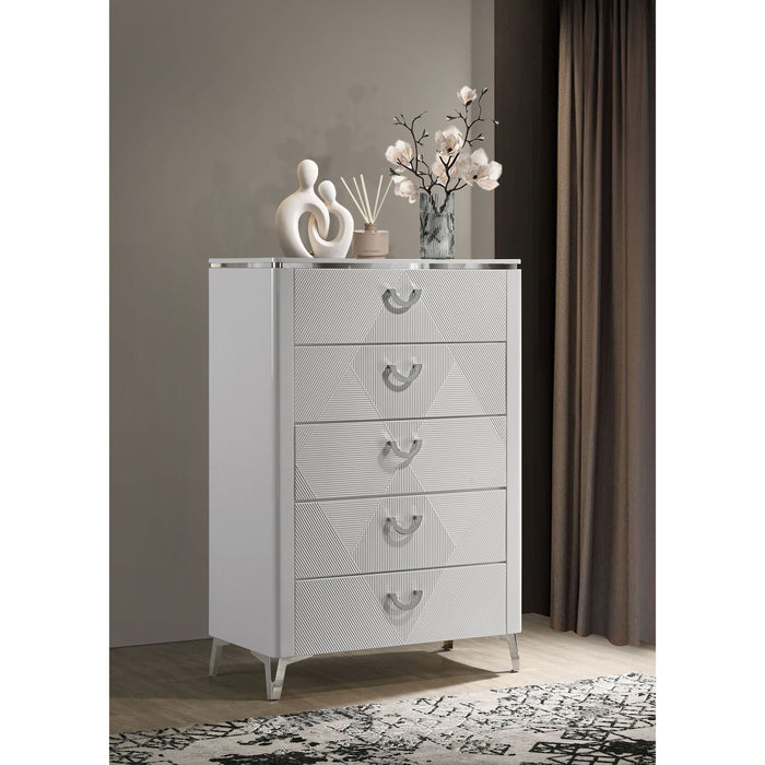 Buckley - 5 Drawer Chest - Gloss White