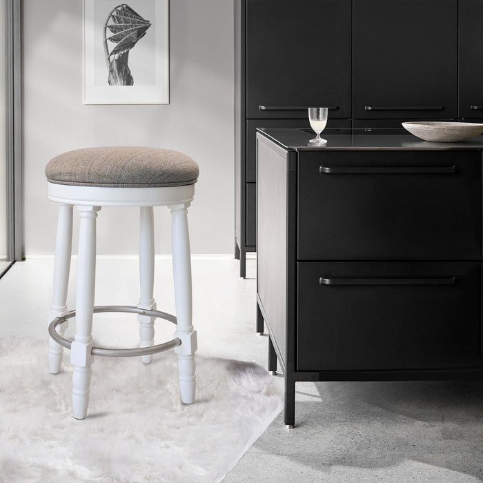 360° Swivel Wooden Barstools With Upholstered Seat, Counter Height (Set of 2)