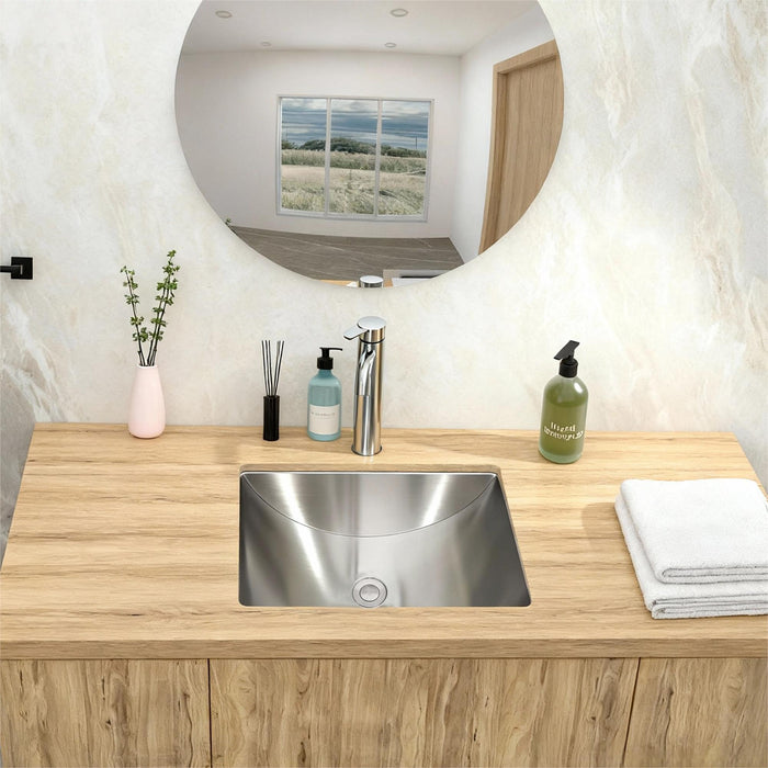 Undermount Bathroom Sink With Pop Up Drain, Durable Material, Easy Clean Nano Finish - Brushed Nickel