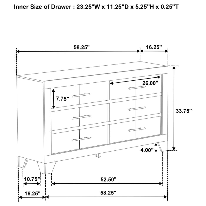 Strout - 6 Drawer Dresser - Cream