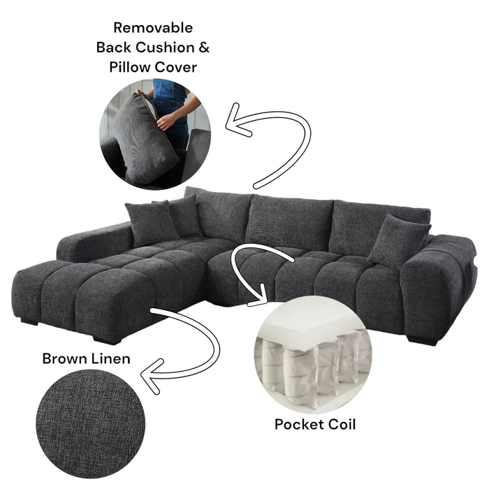 Chosen - Sectional Sofa With Toss Pillows And Chaise