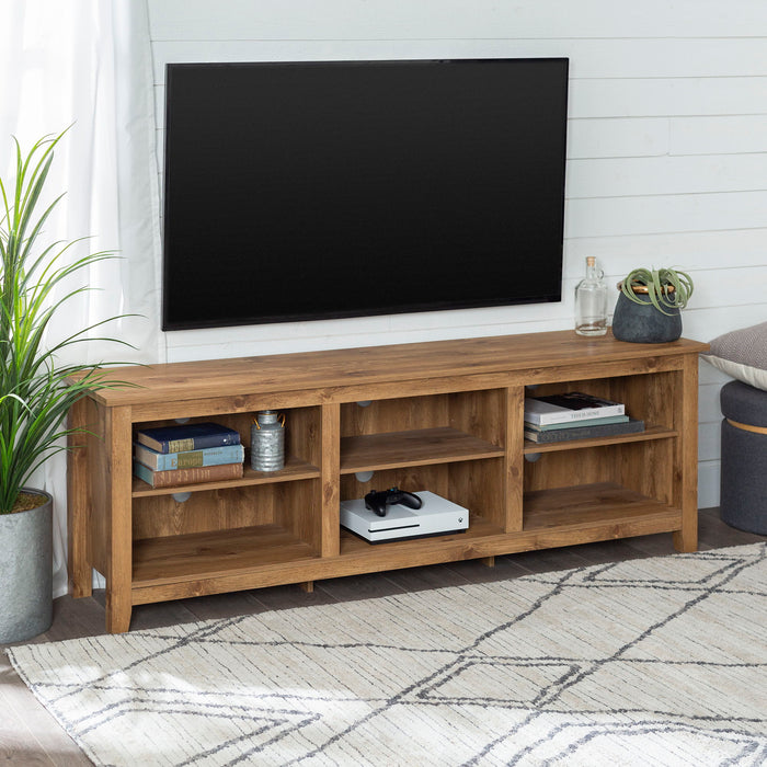 Whispers - 3 Shelf Open Storage 70" TV Stand For 80" TVs - Barnwood