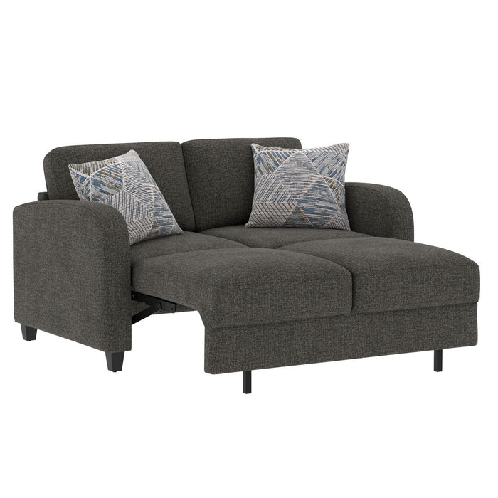 Taylor - Full Pop-Up Sleeper Loveseat With Two Accent Pillows And Solid Wood Legs - Ordesa Gray