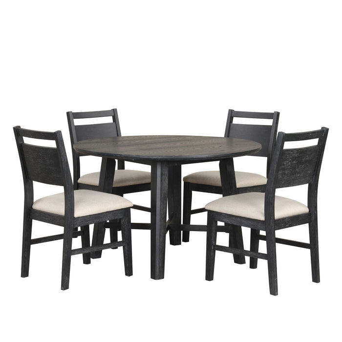 Sable Crest - 5 Piece Set (Round Dining Table & 4 Chairs) - Black