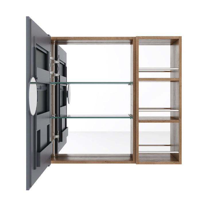 29.63" Wall Mounted Bathroom Cabinet With Adjustable Shelves - Imitative Oak