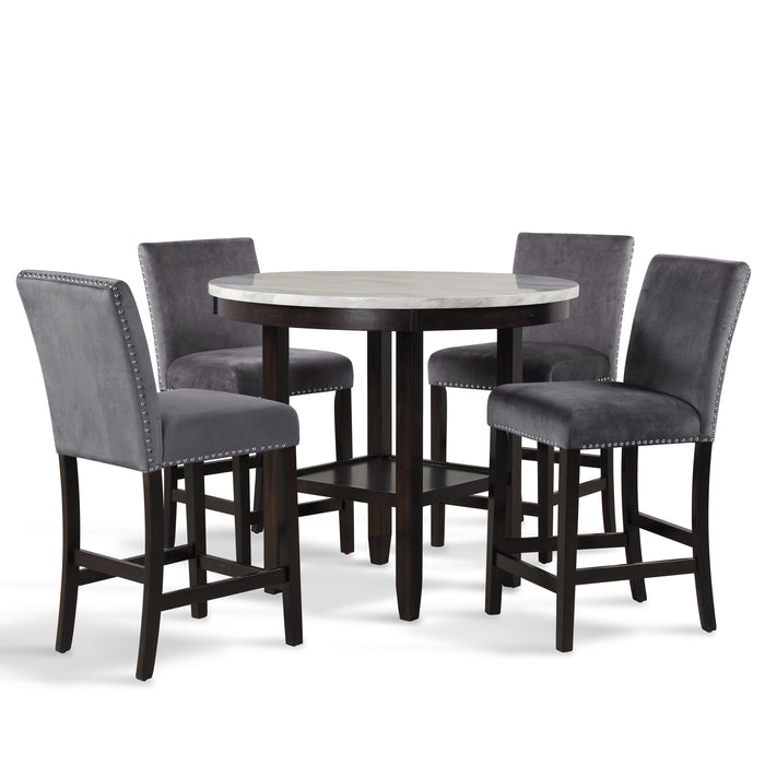 Celeste - Round Counter Table With 4 Chairs - Black / Gray
