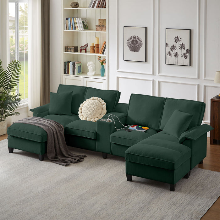 Modern U-Shaped Sectional Sofa Bed With Storage