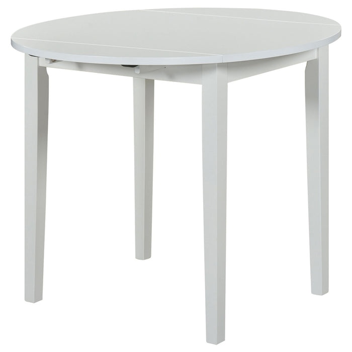 Cliff - 3 Piece Round Drop Leaf Dining Table Set With Ladderback Chairs - White
