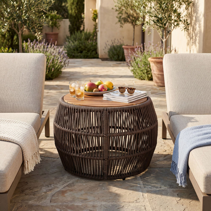Round Side Table With Rope Frame