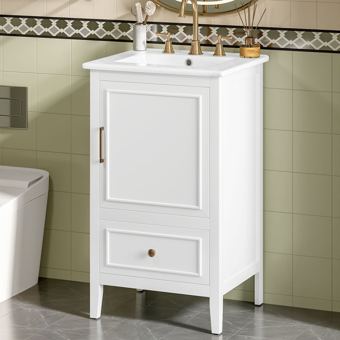 Modern Bathroom Vanity With Sink, Cabinet Storage, Drawer & Adjustable Feet