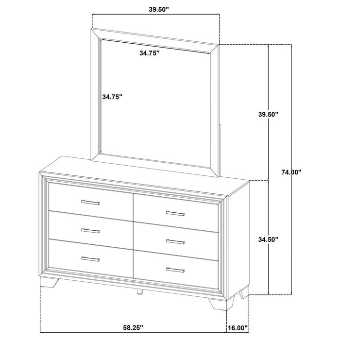 Funston - 6 Drawer Dresser With Mirror - Brown Oak