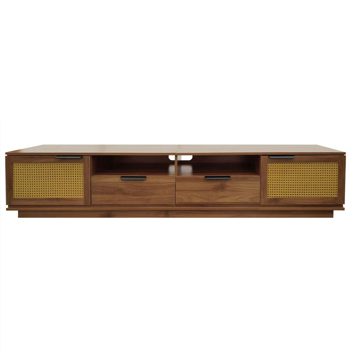 TV Stand With 2 Drawers And Open Shelving - Walnut