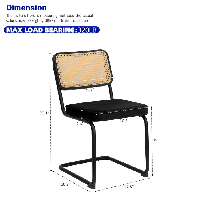 Rattan Side Accent Dining Chairs With Painted Legs (Set of 2)