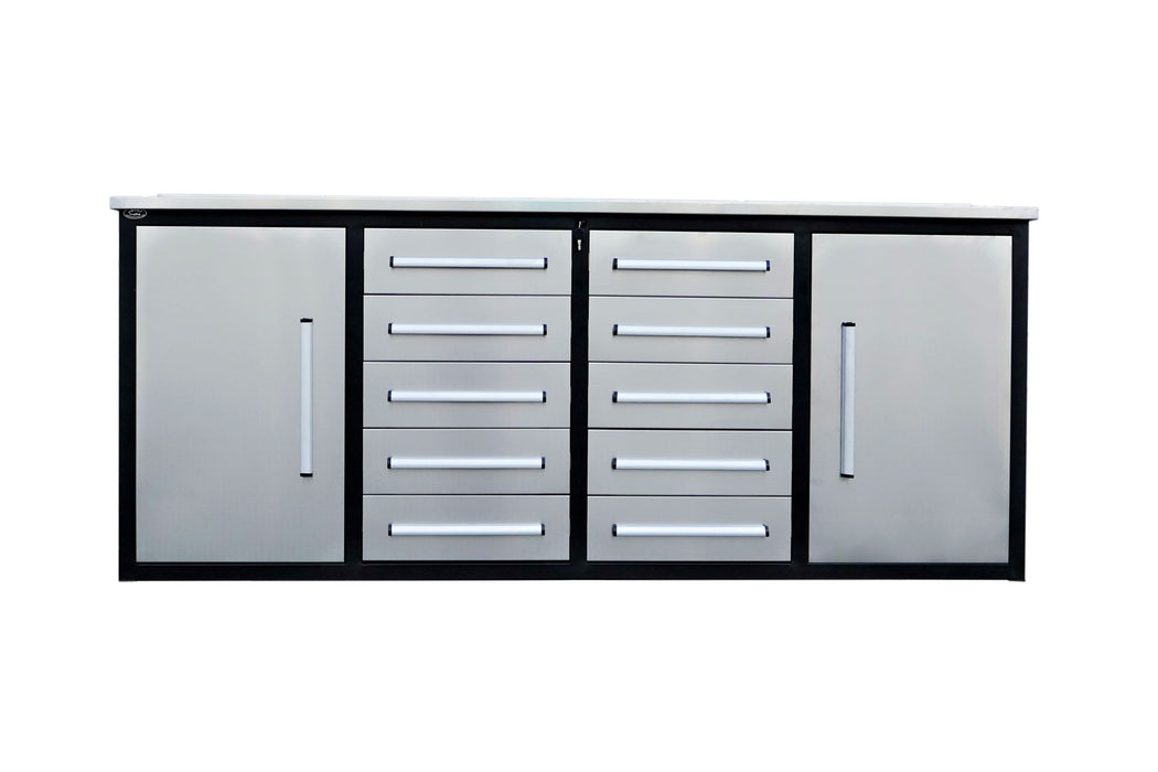 Storage Cabinets With Workbench (With 10 Drawers And 2 Cabinets)