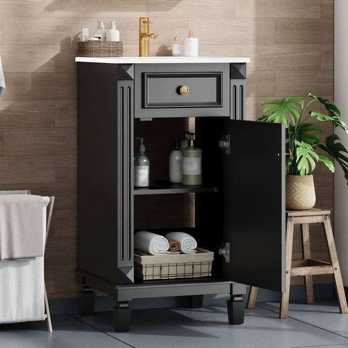 Bathroom Vanity With Sink, Soft-Closing Door, Adjustable Shelf