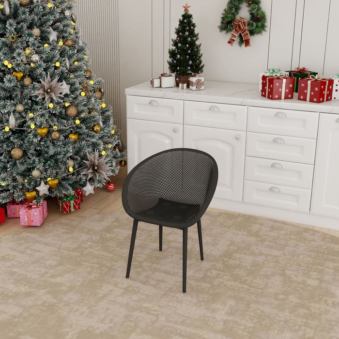 2 Piece Durable Single Chair With Mesh Hollow Out Design