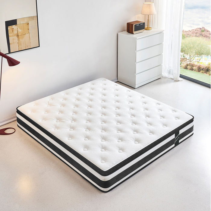 12" Breathable Hybrid Mattress, Memory Foam, Individual Pocket Springs