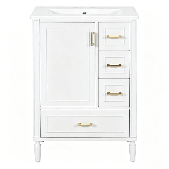 Modern Bathroom Vanity With Sink, Soft Close Doors, 3 Drawers
