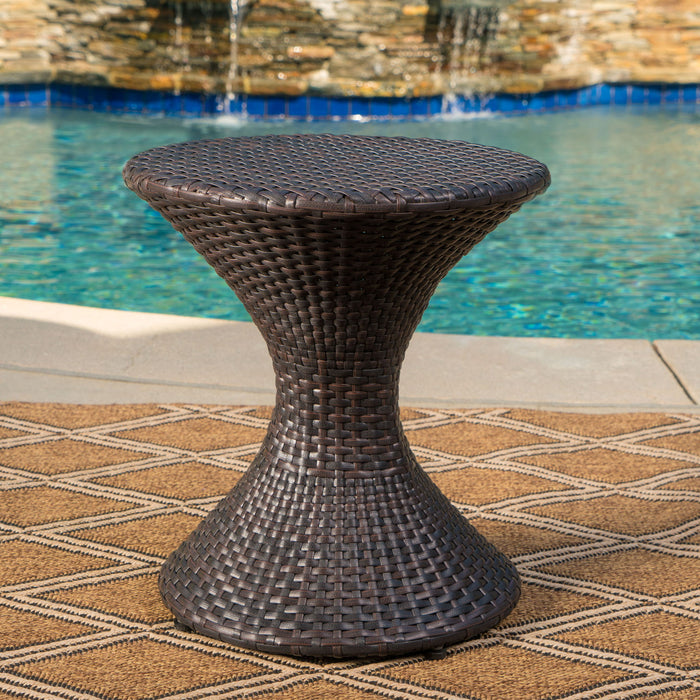 Highest Quality Wicker Hourglass Shaped Side Table - Brown Multi