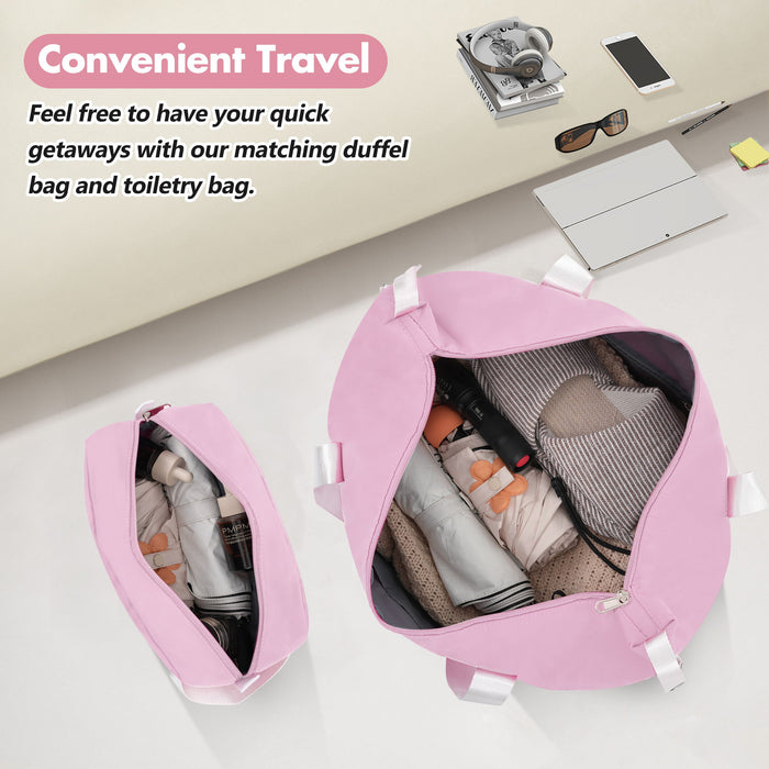 Hardshell Luggage Set With Double Spinner Wheels, Tsa Lock, Lightweight Suitcase, 28" With Bags - Light Pink