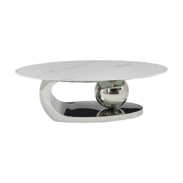 Oval Coffee Table With Geometric Precision