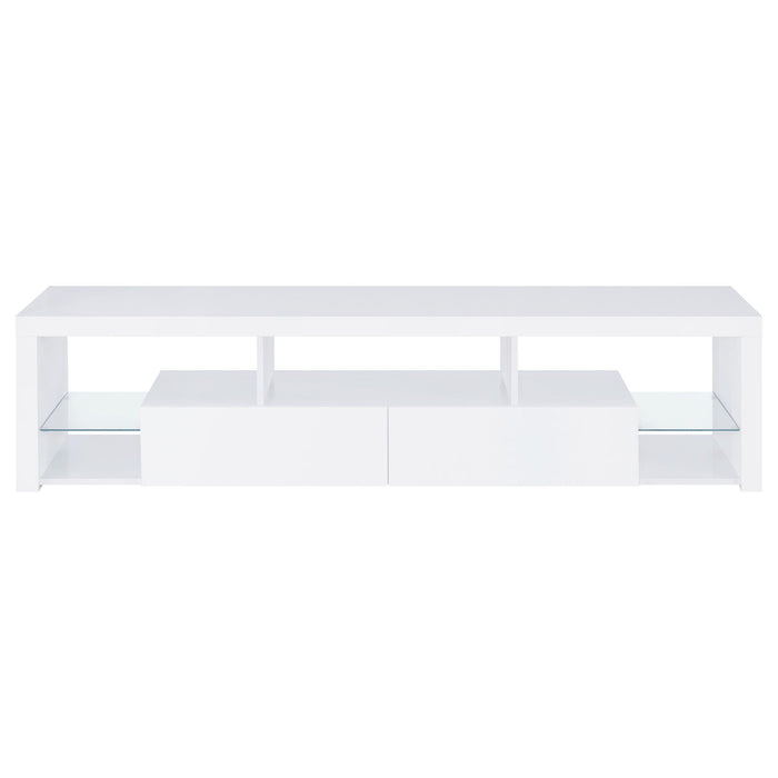 Lance - 2 Drawer TV Stand With Shelves - Gloss White