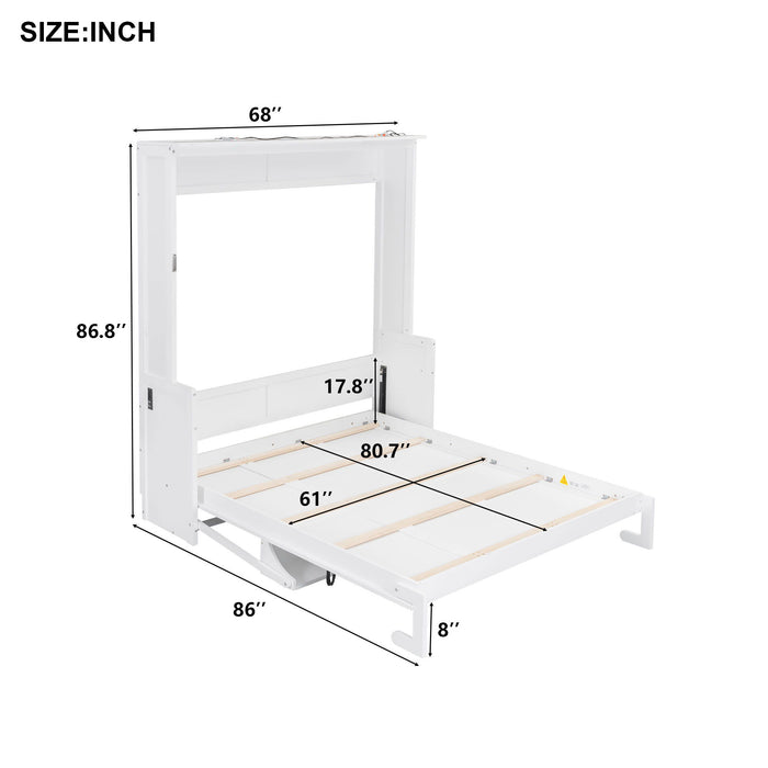 Murphy Bed With Desk, LED Lights & USB Charging Station