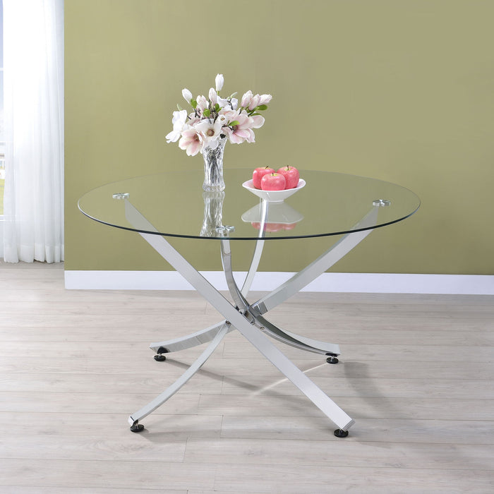 Declan - Round Top Dining Table - Chrome