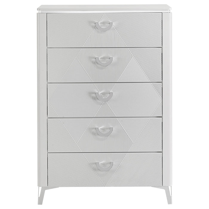 Buckley - 5 Drawer Chest - Gloss White