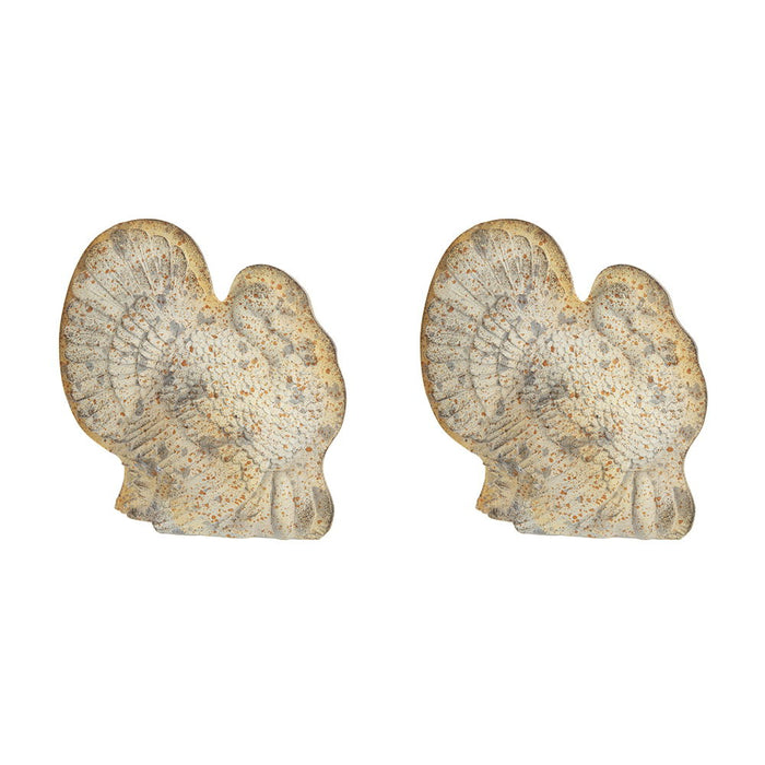 Resin Turkey With Pumpkin Rustic, For Harvest Festival Fall Festival & Thanksgiving Table Decorations (Set of 2) - Gray