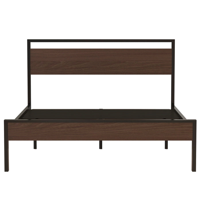 Ceres - Metal Bed With Wood Headboard & Footboard