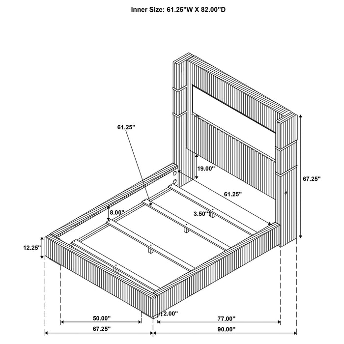 Haven - Upholstered Queen Bed With Integrated Flame Box - Gray